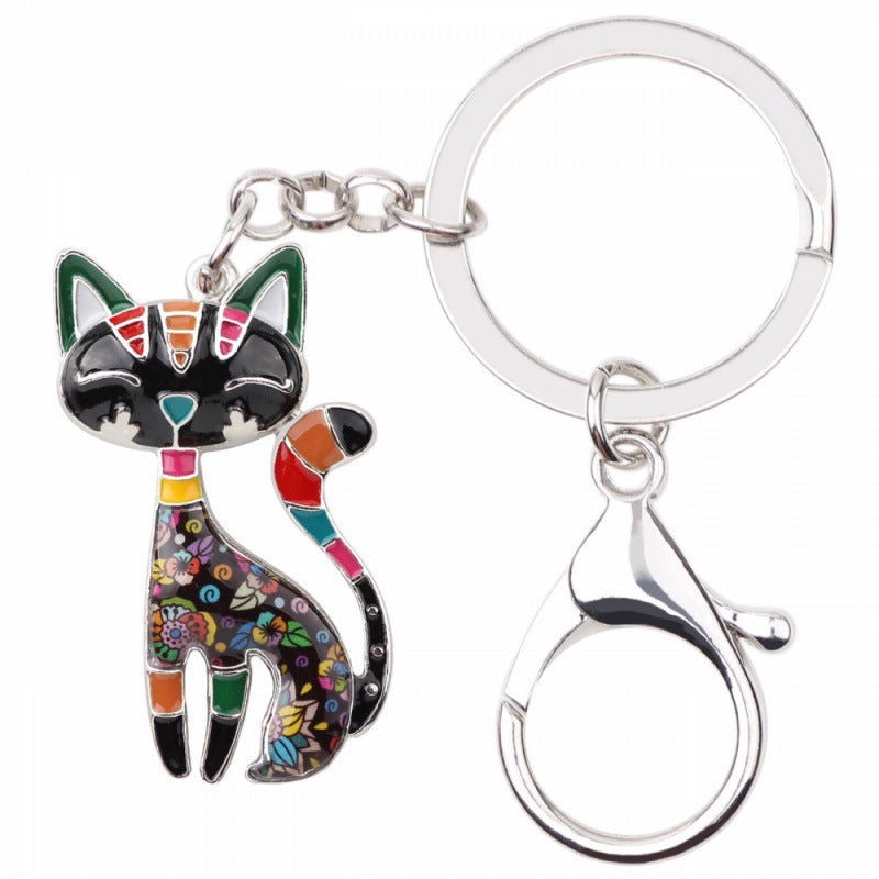 卸売カラー猫合金キーホルダー